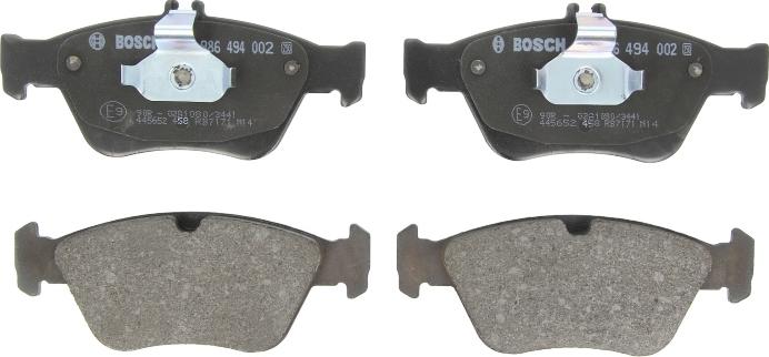 BOSCH 0 986 494 002 — Zestaw klocków hamulcowych, hamulce tarczowe