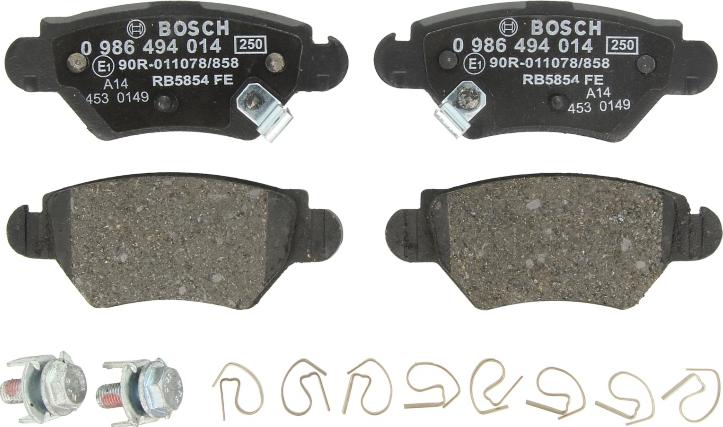 BOSCH 0 986 494 014 — Zestaw klocków hamulcowych, hamulce tarczowe