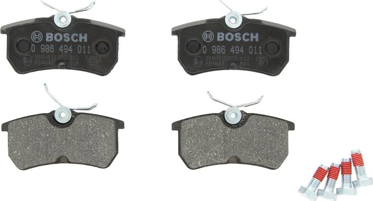 BOSCH 0 986 494 011 — Zestaw klocków hamulcowych, hamulce tarczowe