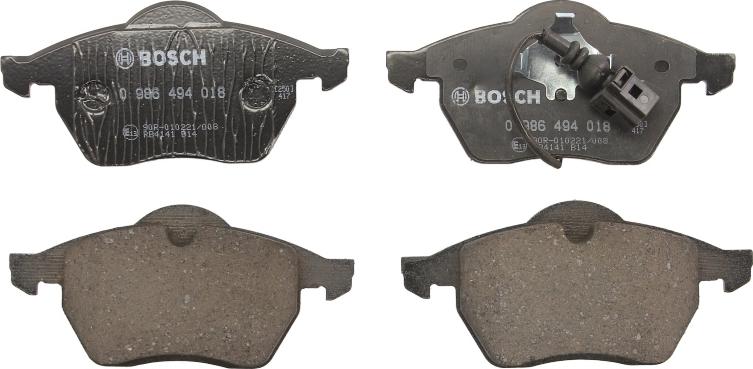BOSCH 0 986 494 018 — Zestaw klocków hamulcowych, hamulce tarczowe