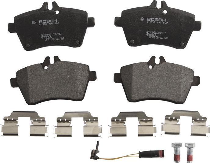 BOSCH 0 986 494 087 — Zestaw klocków hamulcowych, hamulce tarczowe