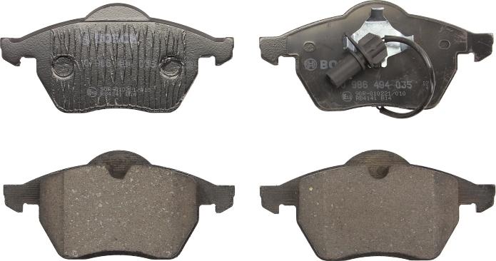 BOSCH 0 986 494 035 — Zestaw klocków hamulcowych, hamulce tarczowe
