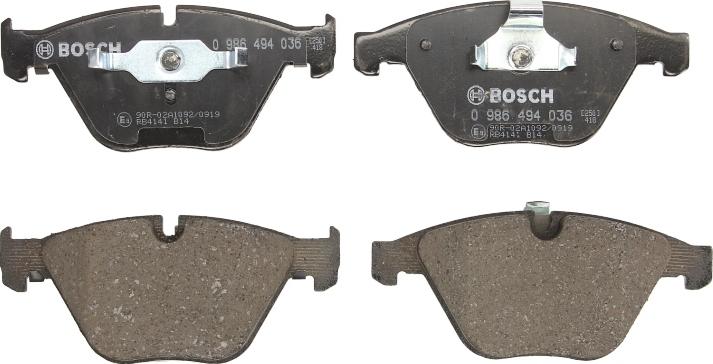 BOSCH 0 986 494 036 — Zestaw klocków hamulcowych, hamulce tarczowe