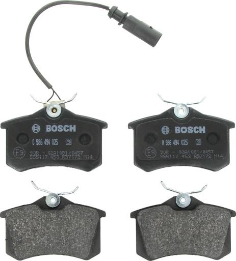 BOSCH 0 986 494 025 — Zestaw klocków hamulcowych, hamulce tarczowe