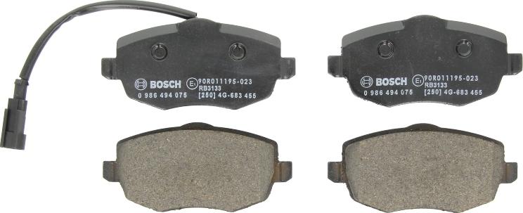 BOSCH 0 986 494 075 — Zestaw klocków hamulcowych, hamulce tarczowe