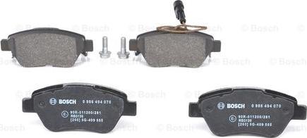 BOSCH 0 986 494 070 - Zestaw klocków hamulcowych, hamulce tarczowe