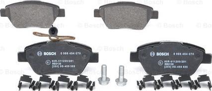 BOSCH 0 986 494 070 - Zestaw klocków hamulcowych, hamulce tarczowe