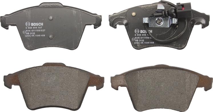 BOSCH 0 986 494 107 — Zestaw klocków hamulcowych, hamulce tarczowe