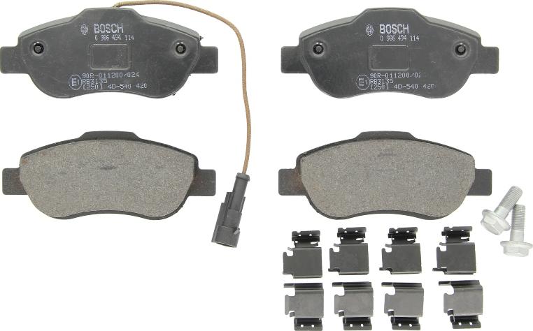 BOSCH 0 986 494 114 — Zestaw klocków hamulcowych, hamulce tarczowe