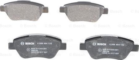 BOSCH 0 986 494 132 — Zestaw klocków hamulcowych, hamulce tarczowe