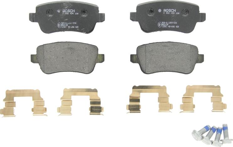 BOSCH 0 986 494 126 — Zestaw klocków hamulcowych, hamulce tarczowe