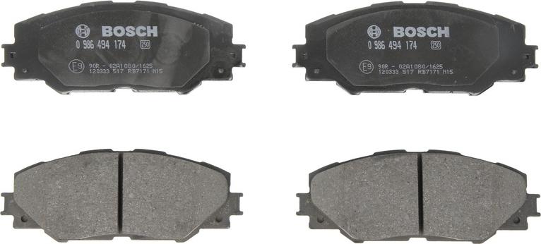 BOSCH 0 986 494 174 — Zestaw klocków hamulcowych, hamulce tarczowe