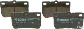 BOSCH 0 986 494 891 — Zestaw klocków hamulcowych, hamulce tarczowe