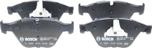 BOSCH 0 986 494 898 — Zestaw klocków hamulcowych, hamulce tarczowe