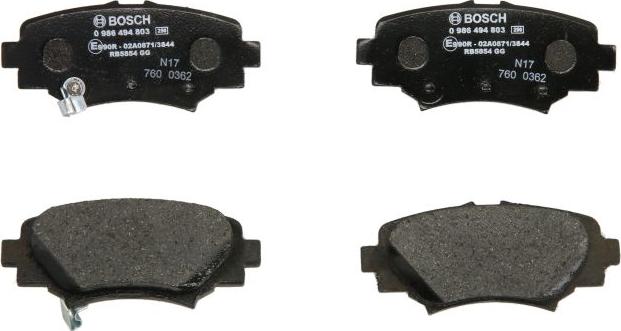 BOSCH 0 986 494 803 — Zestaw klocków hamulcowych, hamulce tarczowe