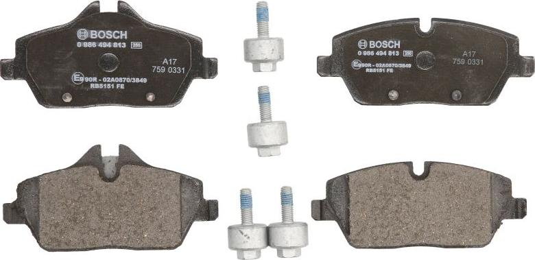BOSCH 0 986 494 813 — Zestaw klocków hamulcowych, hamulce tarczowe