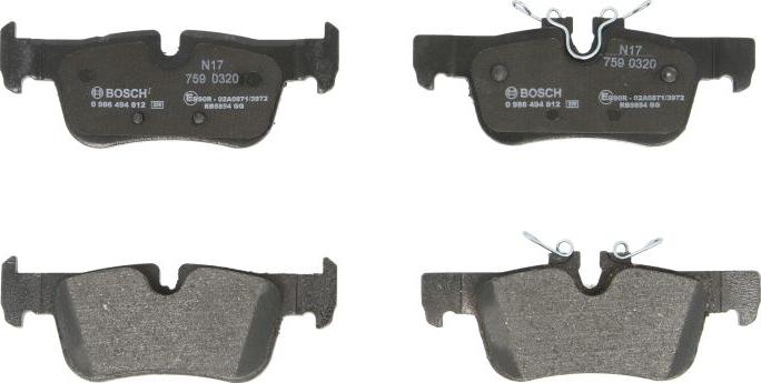 BOSCH 0 986 494 812 — Zestaw klocków hamulcowych, hamulce tarczowe