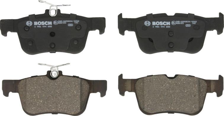 BOSCH 0 986 494 888 — Zestaw klocków hamulcowych, hamulce tarczowe