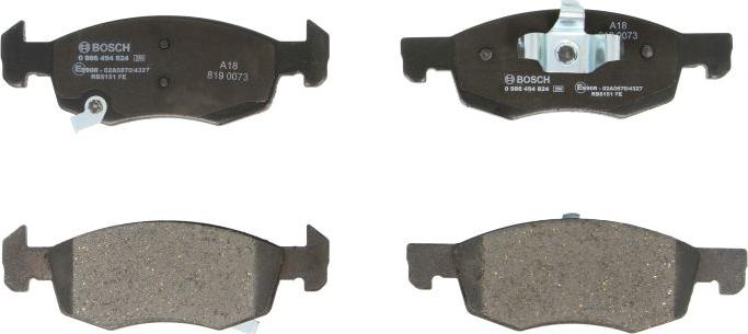 BOSCH 0 986 494 824 — Zestaw klocków hamulcowych, hamulce tarczowe