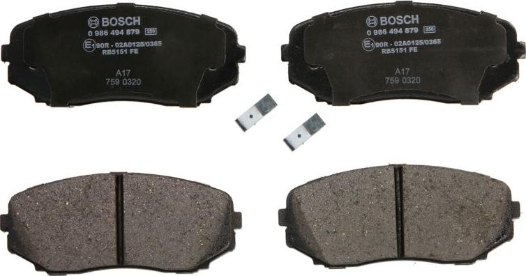 BOSCH 0 986 494 879 — Zestaw klocków hamulcowych, hamulce tarczowe