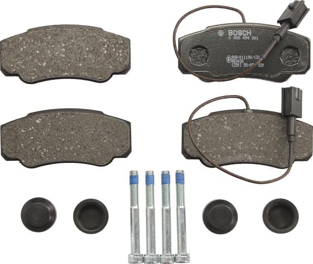 BOSCH 0 986 494 391 — Zestaw klocków hamulcowych, hamulce tarczowe