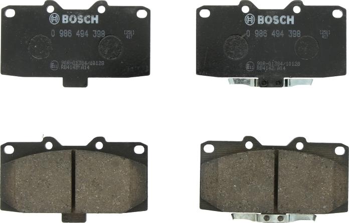 BOSCH 0 986 494 398 — Zestaw klocków hamulcowych, hamulce tarczowe