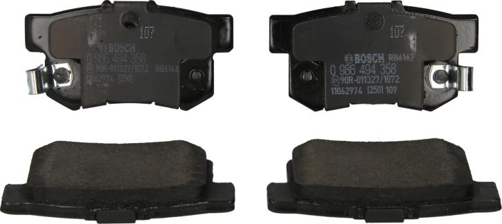 BOSCH 0 986 494 358 — Zestaw klocków hamulcowych, hamulce tarczowe