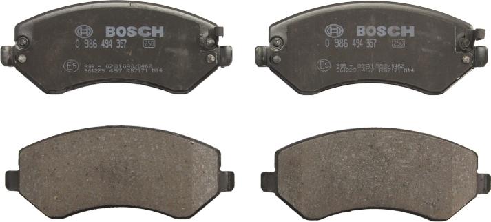 BOSCH 0 986 494 357 — Zestaw klocków hamulcowych, hamulce tarczowe