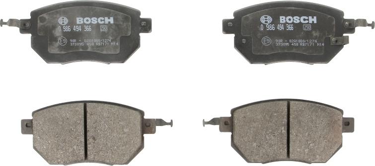 BOSCH 0 986 494 366 — Zestaw klocków hamulcowych, hamulce tarczowe