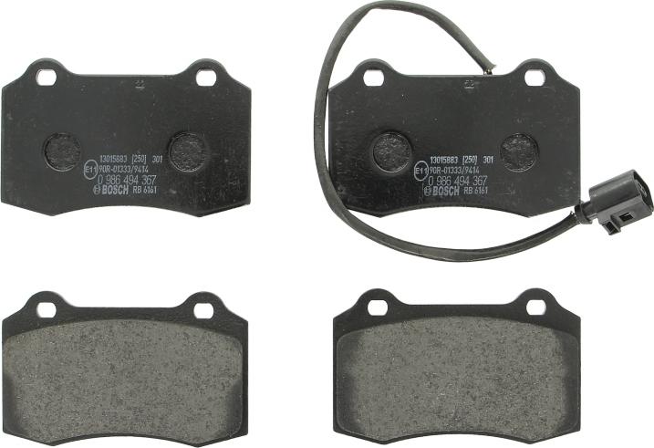 BOSCH 0 986 494 367 — Zestaw klocków hamulcowych, hamulce tarczowe