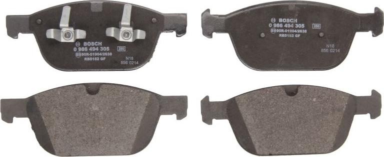 BOSCH 0 986 494 305 — Zestaw klocków hamulcowych, hamulce tarczowe