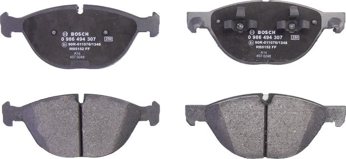 BOSCH 0 986 494 307 — Zestaw klocków hamulcowych, hamulce tarczowe