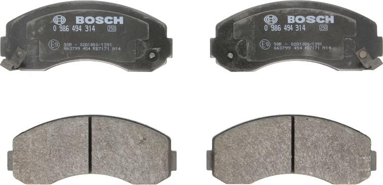 BOSCH 0 986 494 314 — Zestaw klocków hamulcowych, hamulce tarczowe