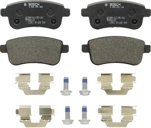 BOSCH 0 986 494 384 — Zestaw klocków hamulcowych, hamulce tarczowe