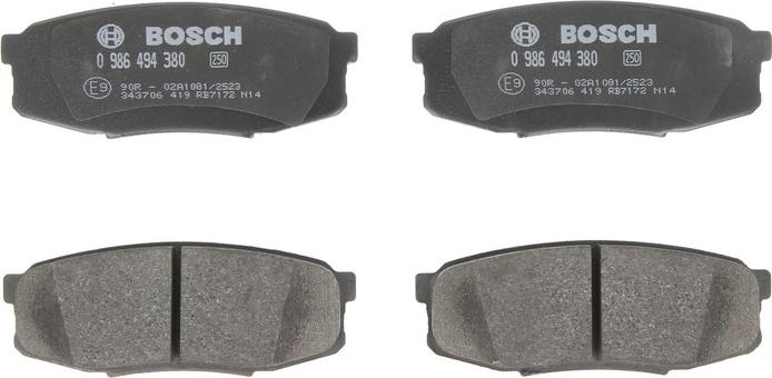BOSCH 0 986 494 380 — Zestaw klocków hamulcowych, hamulce tarczowe