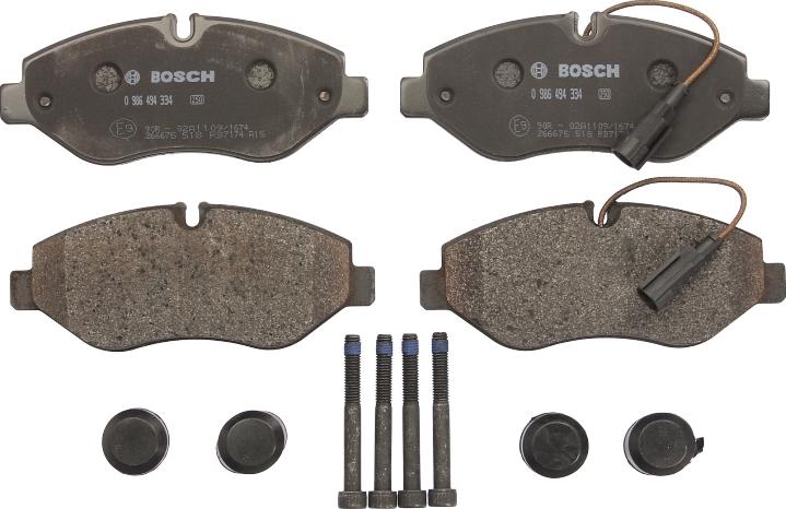 BOSCH 0 986 494 334 — Zestaw klocków hamulcowych, hamulce tarczowe