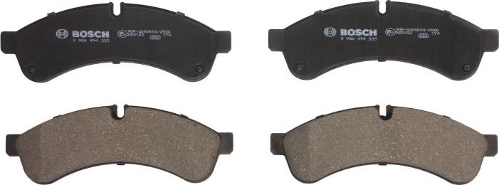BOSCH 0 986 494 335 — Zestaw klocków hamulcowych, hamulce tarczowe