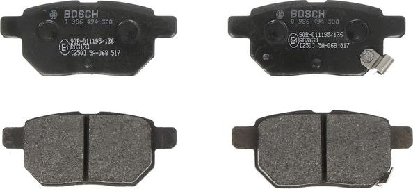 BOSCH 0 986 494 328 — Zestaw klocków hamulcowych, hamulce tarczowe