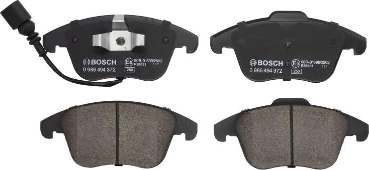 BOSCH 0 986 494 372 — Zestaw klocków hamulcowych, hamulce tarczowe