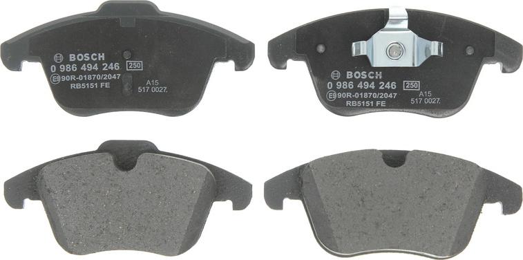 BOSCH 0 986 494 246 — Zestaw klocków hamulcowych, hamulce tarczowe