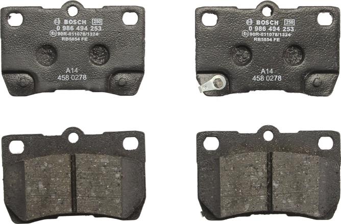 BOSCH 0 986 494 253 — Zestaw klocków hamulcowych, hamulce tarczowe