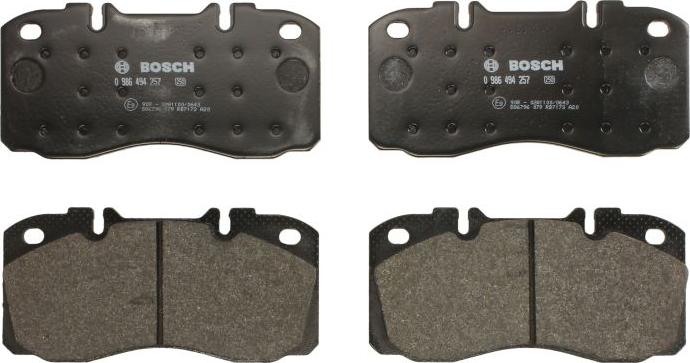 BOSCH 0 986 494 257 — Zestaw klocków hamulcowych, hamulce tarczowe