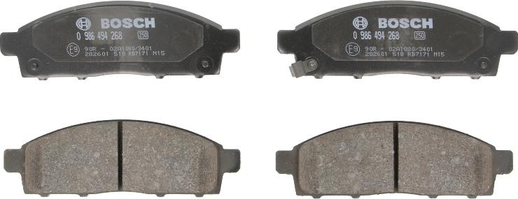 BOSCH 0 986 494 268 — Zestaw klocków hamulcowych, hamulce tarczowe