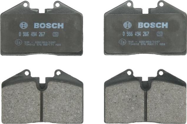 BOSCH 0 986 494 267 — Zestaw klocków hamulcowych, hamulce tarczowe