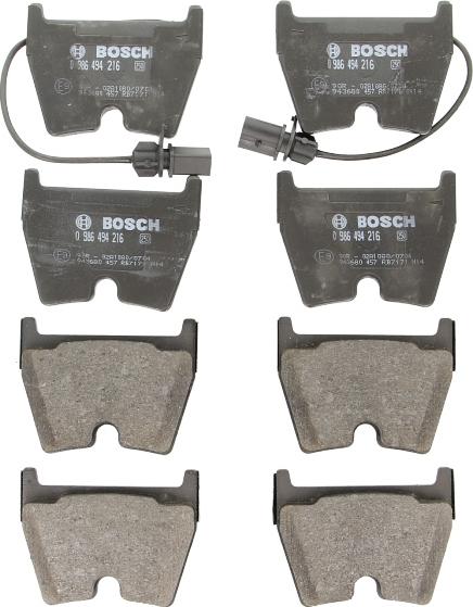 BOSCH 0 986 494 216 — Zestaw klocków hamulcowych, hamulce tarczowe