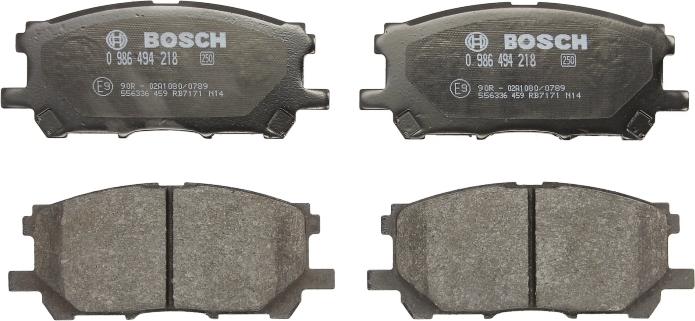 BOSCH 0 986 494 218 — Zestaw klocków hamulcowych, hamulce tarczowe