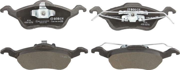 BOSCH 0 986 494 284 — Zestaw klocków hamulcowych, hamulce tarczowe