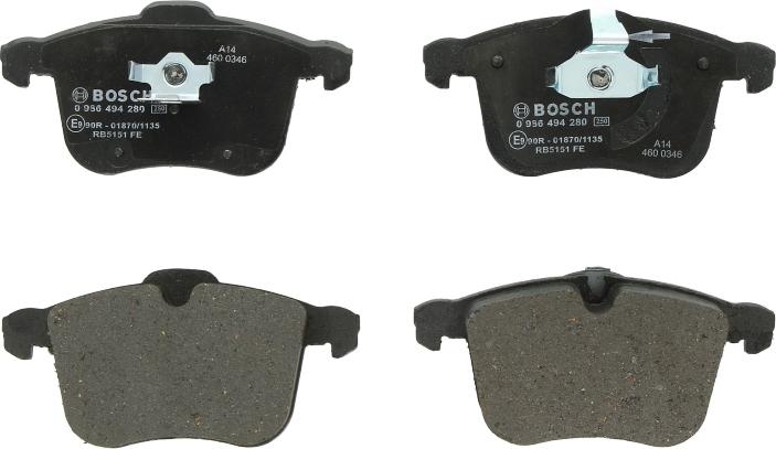 BOSCH 0 986 494 280 — Zestaw klocków hamulcowych, hamulce tarczowe