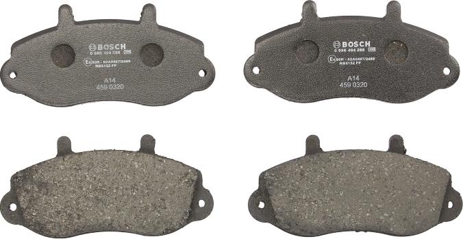 BOSCH 0 986 494 288 — Zestaw klocków hamulcowych, hamulce tarczowe