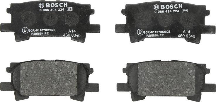 BOSCH 0 986 494 224 — Zestaw klocków hamulcowych, hamulce tarczowe
